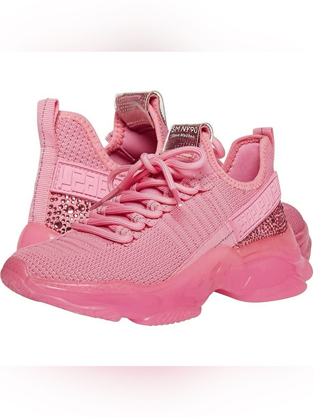 Steve Madden Pink Crystal Knit Sneakers - Women's Size 8.5